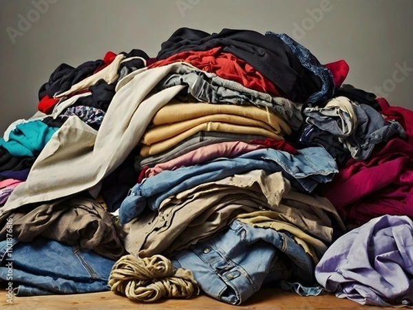 Obraz pile of dirty clothes to be washed in the bathroom