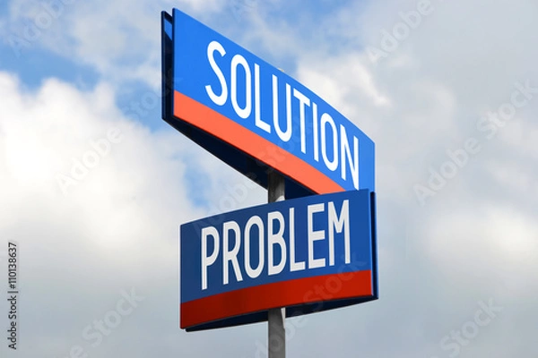 Fototapeta Problem and solution street sign