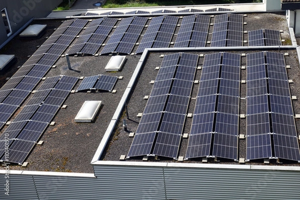 Fototapeta Photovoltaik auf Flachdach