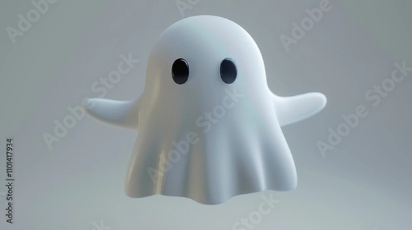 Obraz Animated white ghost with empty black eyes, representing a flying spirit theme