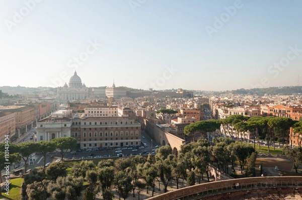 Fototapeta Areal view of Vatican City with St. Peter's Basilica. Rome, Italy.