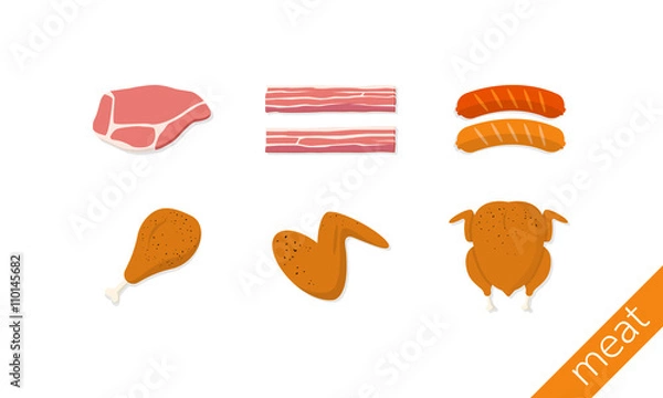 Obraz Bekony mięsne kiełbaski z kurczaka i skrzydła z kurczaka