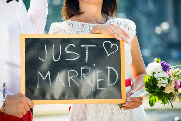 Fototapeta Just married sign