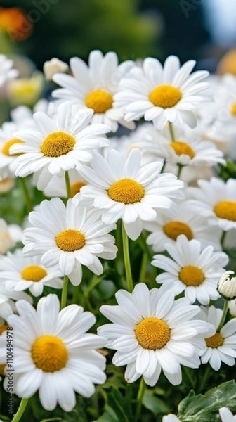 Fototapeta Blooming Daisies in a Lush Meadow Setting