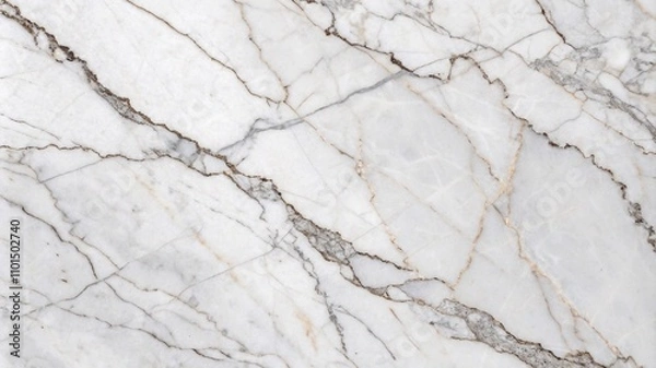 Fototapeta A luxurious white marble slab with delicate grey veins, isolated on a bright background