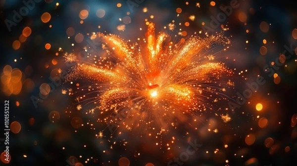 Obraz A vibrant explosion of orange and gold sparks resembling a firework display.