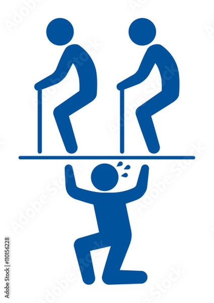 Obraz 2人の老人を支える人