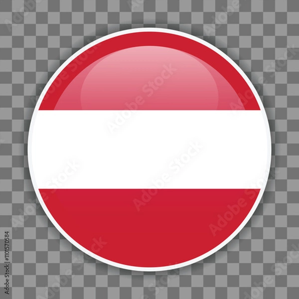 Fototapeta Austrian flag icon on checkered background. Vector icon for mobile apps, UI or web design