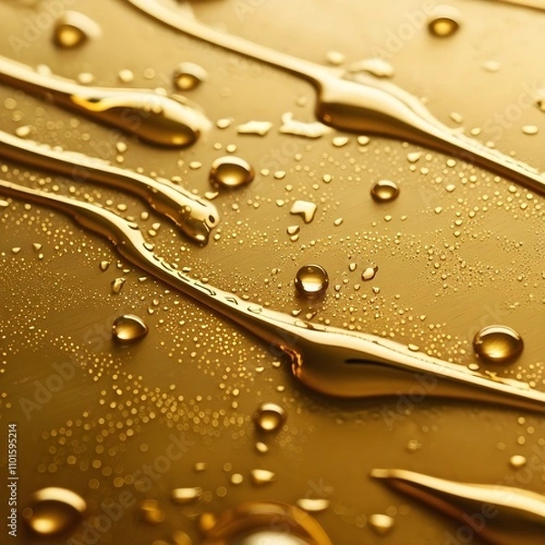 Obraz Water drops on gold surface
