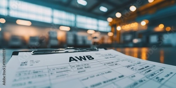 Fototapeta Air waybill overview airport shipping hub & freight management in industrial logistics