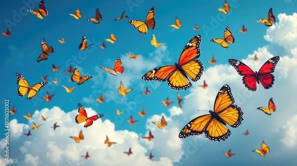 Fototapeta Butterfly images, Butterfly flying in the sky, Butterfly wallpaper