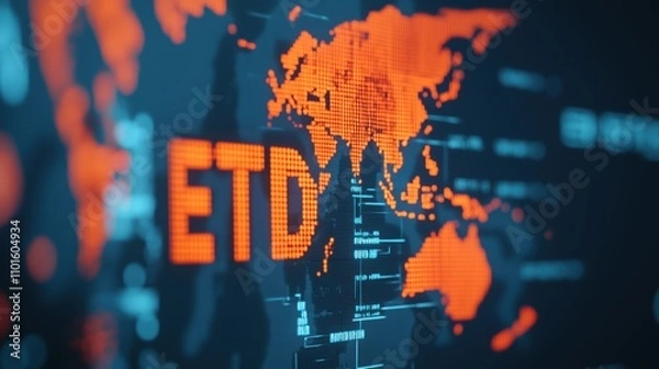 Fototapeta Logistics planning event etd data visualization global map digital content tech environment analytical perspective