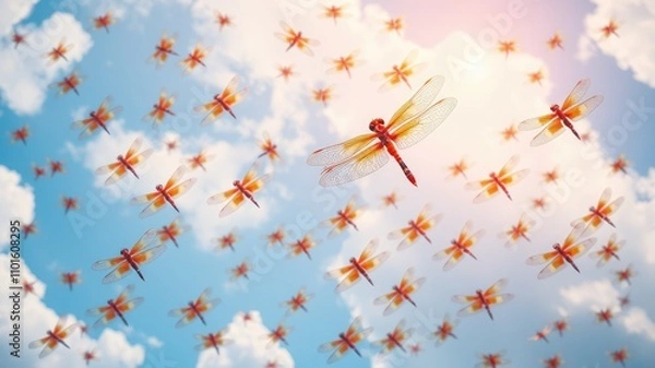 Fototapeta Dragonfly images, Dragonfly flying in the sky, Dragonfly wallpaper