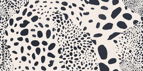 Obraz Abstract dots and shapes dynamic pattern. Minimalist contemporary collage print. Fashionable template for design. 