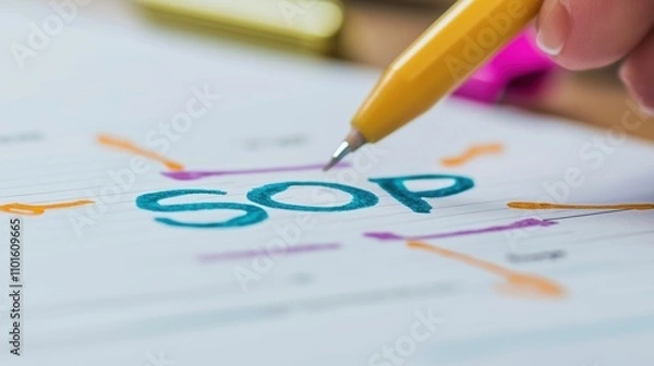 Fototapeta Creating effective standard operating procedures office document work environment close-up clarity and structure