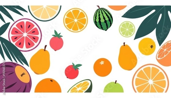 Fototapeta Citrus Fruit Frame With Lime And Grapefruit