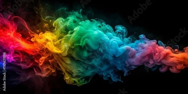 Fototapeta Abstract Colorful Smoke Swirling in a Dark Background