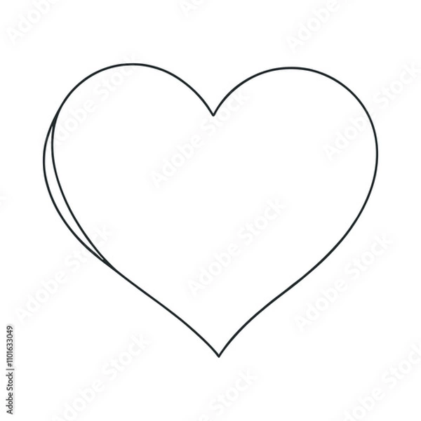 Fototapeta Heart continuous one line drawing, Black and white vector minimalist illustration of love concept made of one line