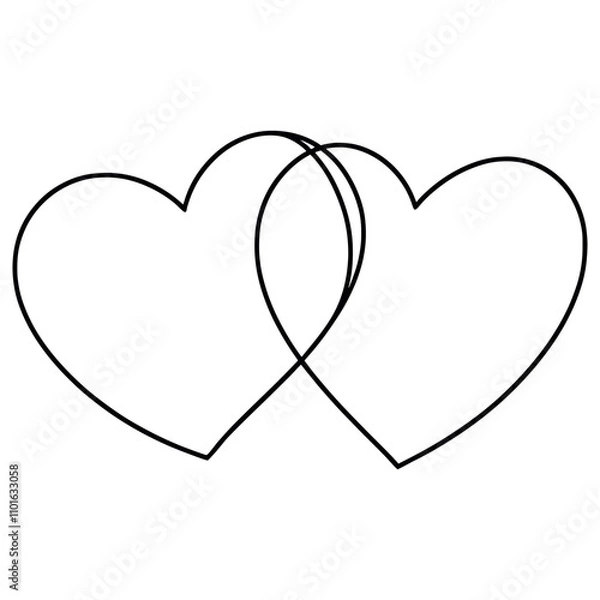 Fototapeta Heart continuous one line drawing, Black and white vector minimalist illustration of love concept made of one line