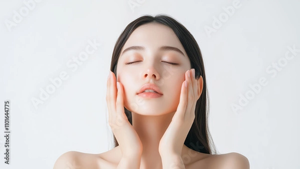 Obraz スキンケアイメージの若い女性