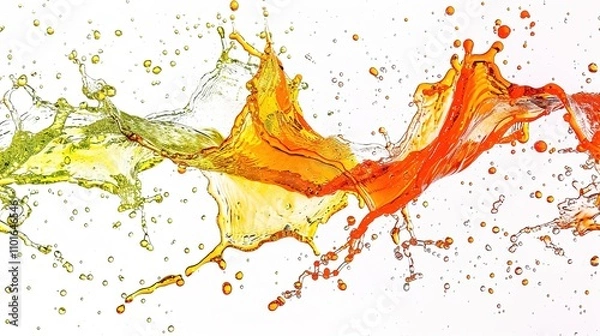Fototapeta Splashing Juice and Wine on a White Background - A Vivid and Colorful Liquid Display. The Dynamic Splashing of the Juice and Wine, with Their Rich Hues and Transparent Textures, Creating a Captivating