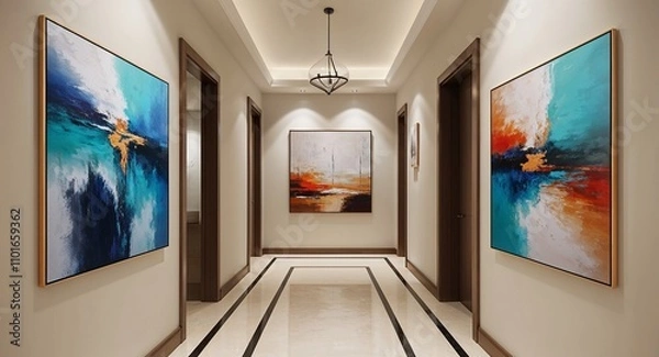 Fototapeta Soothing abstract paintings in hallways to create a calming atmosphere