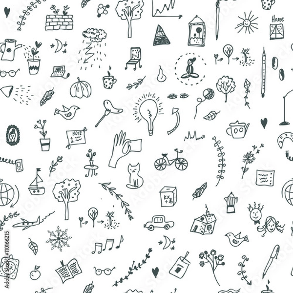 Fototapeta Creative seamless pattern with funny design