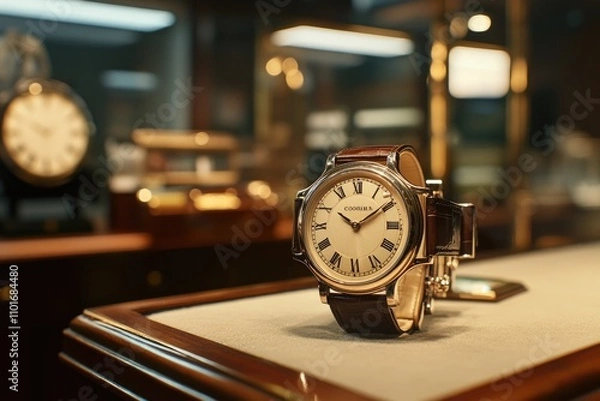 Obraz Elegant Gold Wristwatch Displayed In Luxury Store Setting