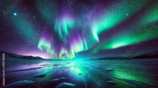 Obraz background aurora with stars