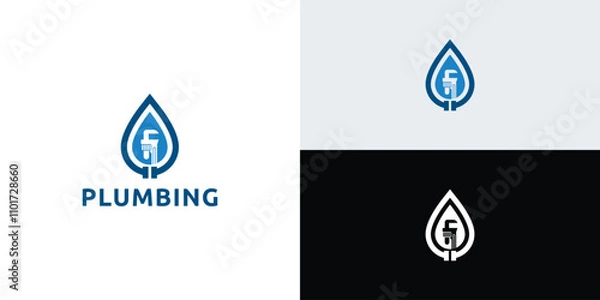 Fototapeta Plumbing water logo idea, plumbing service logo.