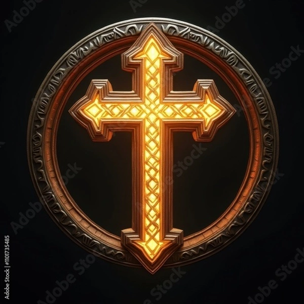 Fototapeta Celtic Cross Icon with Ornate Frame