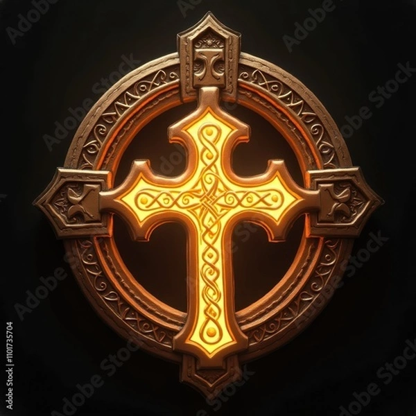 Fototapeta Celtic Cross Icon with Ornate Frame