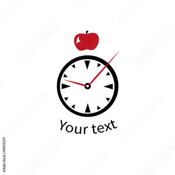 Fototapeta Black clock and apple