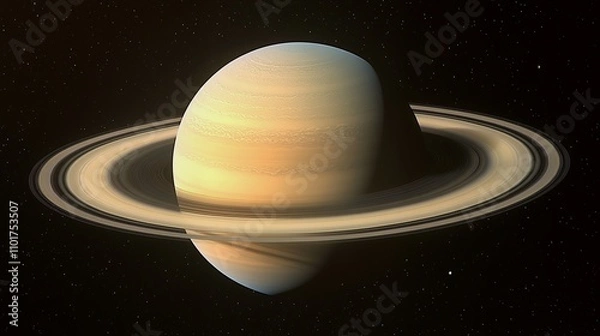 Fototapeta An exoplanet with rings, similar to Saturn, orbiting its host star


