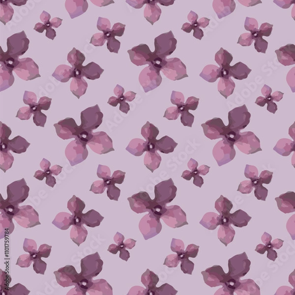 Fototapeta Seamless vector pattern of elegant purple violets