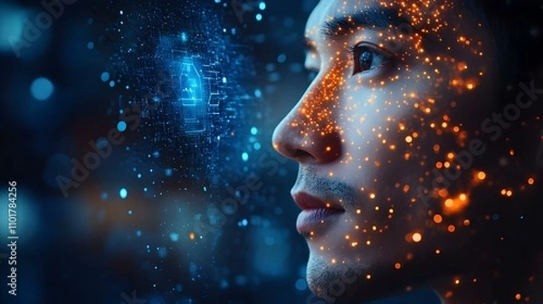 Fototapeta Entrepreneur Utilizing AI Powered HR Management Tools in Modern Office for Intelligent Employee Management