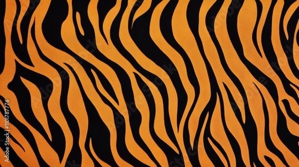 Fototapeta A zebra print is shown in black and orange