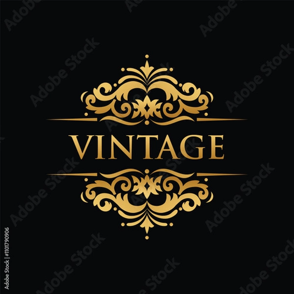 Obraz vintage hand drawn frame label retro engraving antique vector