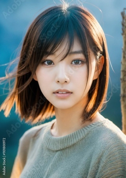 Fototapeta アルゴリズムの彩 -Algorithm Irodori- 「AIが描く美の世界：未来の日本人美女たち」