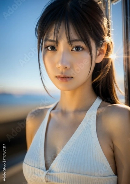 Fototapeta アルゴリズムの彩 -Algorithm Irodori- 「AIが描く美の世界：未来の日本人美女たち」