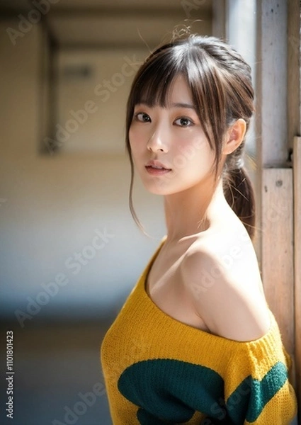 Fototapeta アルゴリズムの彩 -Algorithm Irodori- 「AIが描く美の世界：未来の日本人美女たち」