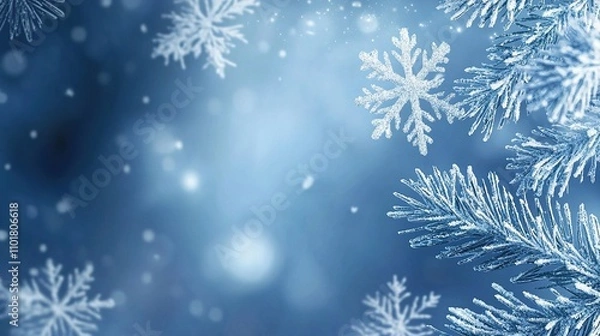 Fototapeta Elegant Merry Christmas Design with Snowflakes and Winter Vibes
