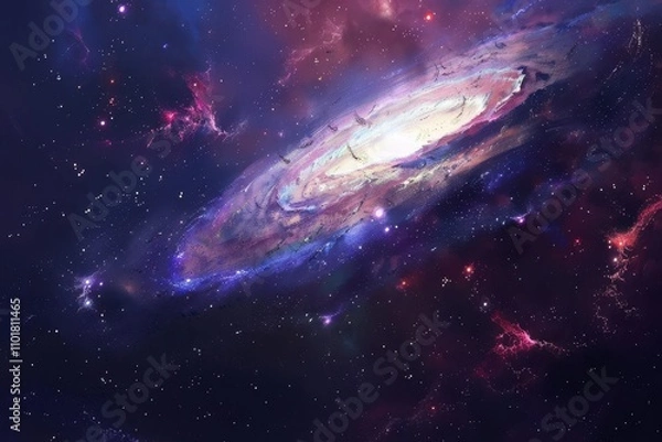 Fototapeta Painted hues of a distant galaxy in deep space.