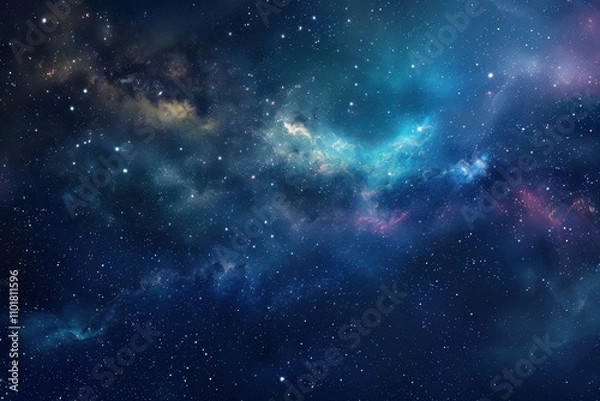 Fototapeta Colorful and vivid representation of the vastness of outer space with bright shining stars and colorful nebulas.