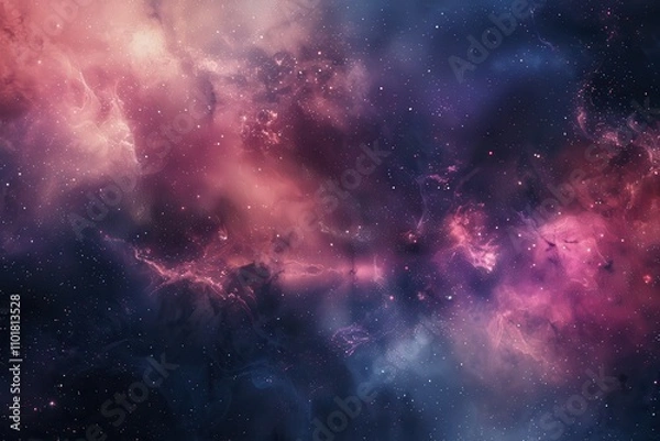 Fototapeta Colorful and detailed space nebula with glowing stars and dust clouds