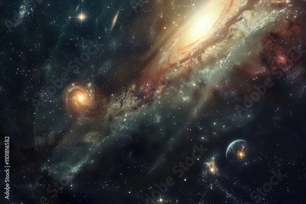 Fototapeta Colorful Space Galaxy with Stars and Nebulae