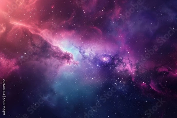 Fototapeta Colorful and vivid space nebula with bright stars and dust formations