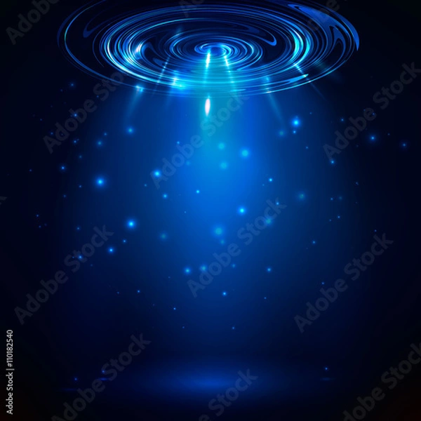 Fototapeta Abstract blue vector background. Vector glowing light