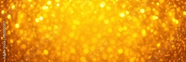 Fototapeta Shimmering golden background with twinkling lights and soft bokeh effect, golden, festive