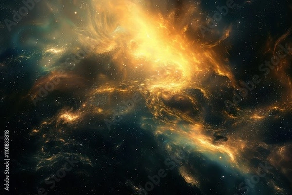 Fototapeta Glowing Nebula and Gaseous Space Clouds